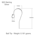 925er Sterlingsilber – Ohrhaken mit Kugelspitze