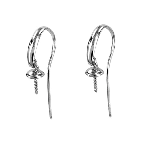 18ct White Gold - Swinging Pearl Cup Ear Hook