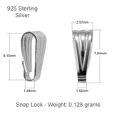 925 Sterling Silver - Snap Lock Bail