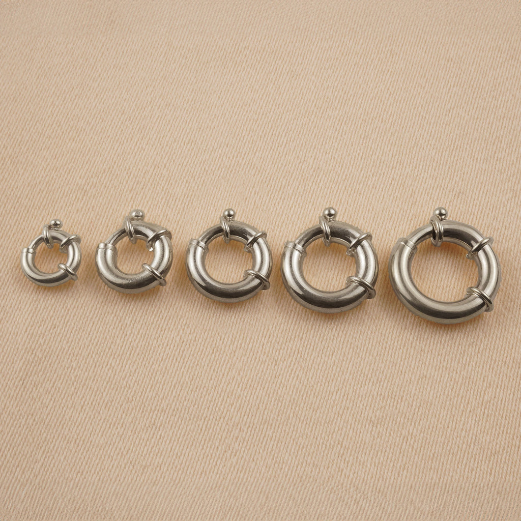 Long Spring Ring 9ct White Gold - Large Spring Ring