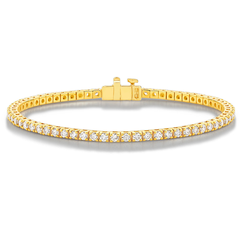 18ct Yellow Gold - 3ct VS+ Diamond - Tennis Bracelet