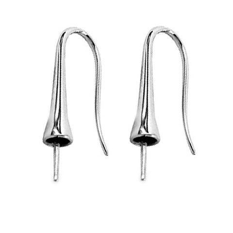 925 Sterling Silver - Cone Pearl Pin Ear Hooks