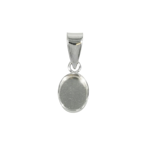 925 Sterling Silver - Oval Bezel Cup Pendant Setting